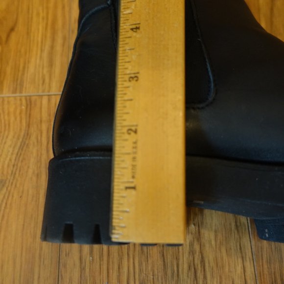 Steve Madden Black Leather Bleeker Platform Lug Chelsea Boot - Picture 3 of 6